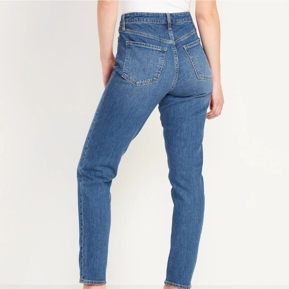 Old Navy extra stretch high rise curvy OG straight blue jeans size 0 NWT - Picture 2 of 10